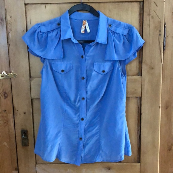 Periwinkle Silk Anthropologie blouse - Picture 1 of 4